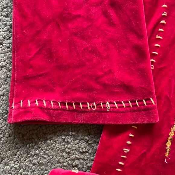 Futoun Egyptian Velvet Red Embroidered Maxi Dress with Gemstones large - Picture 5 of 11